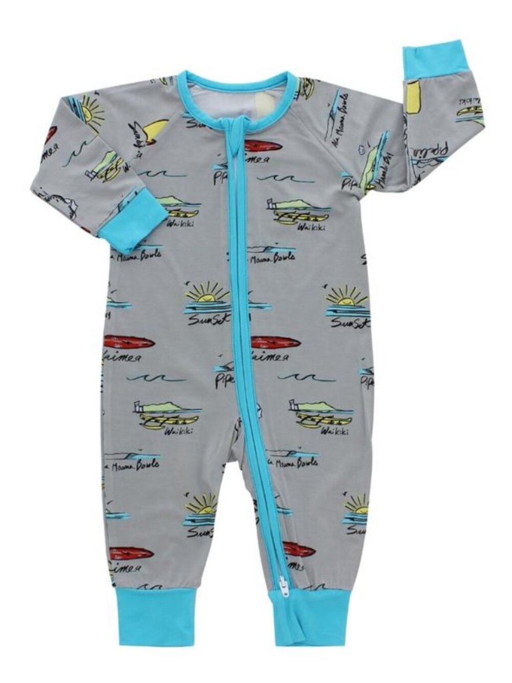 Coco Moon Surf Report Bamboo Coverall Baby Pajamas